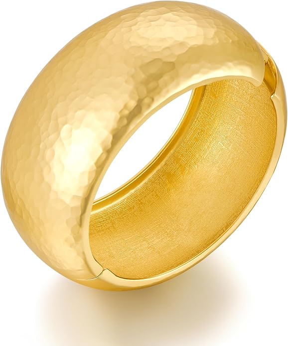 Statement Golden Matte Bracelet for women Minimalist Chunky Brushed Bangle Bracelet Vintage Thick Wide Cuff bracelet Gold Plated Open Cuff Geometric Bracelet