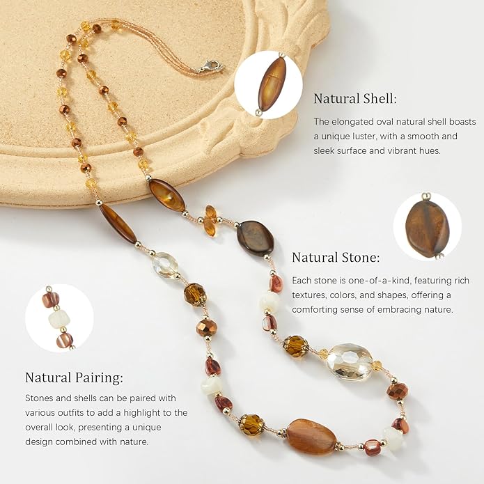 FULU AUTUMN Long Necklaces for Women Trendy Long Chunky Beaded Necklace Boho Fashion Costume Jewelry Mothers Day Gifts for Her