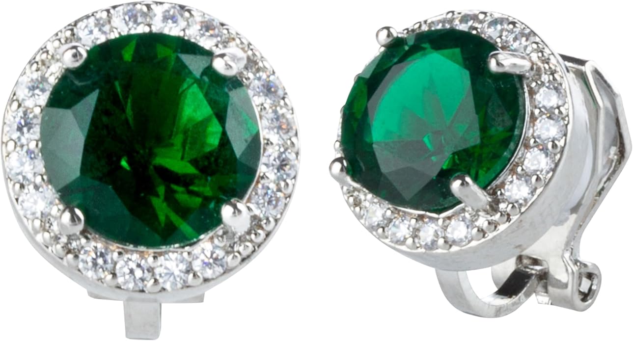 Aloha Earrings Round Halo Crystal Clip On Stud Earrings