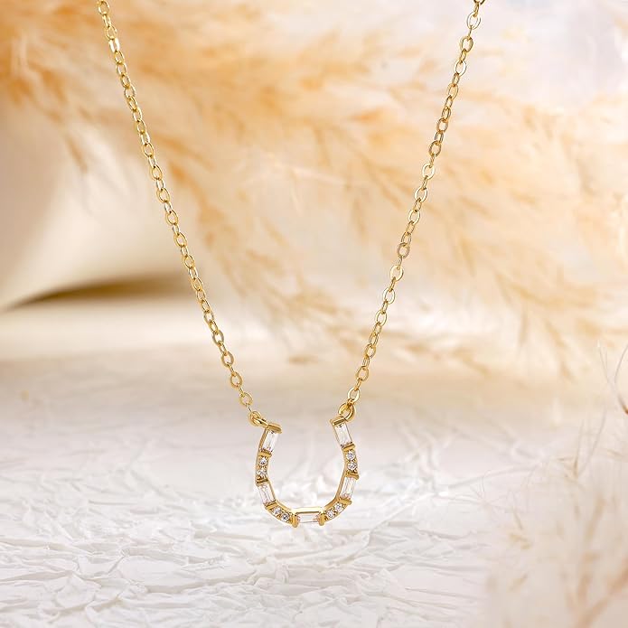 CHESKY 14K Gold Plated Pendant Necklace for Women, Dainty Pendant Necklace Trendy Cubic Zirconia Choker Necklaces for Women Simple Gold Everyday Jewelry