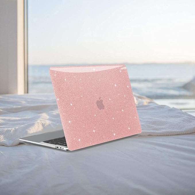 Anban Compatible with MacBook Pro 13 inch Case M2 2025-2016 M1 A2338 A2251 A2289 A2159 A1989 A1706 A1708, Plastic Hard Shell+Keyboard Cover+Screen Skin for MacBook Pro 13.3 inch Case, Shiny Rose Gold