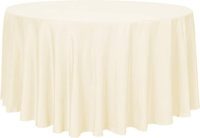 sancua Round Tablecloth - 120 Inch - Water Resistant Spill Proof Washable Polyester Table Cloth Decorative Fabric Table Cover for Dining Tables, Buffet Parties and Camping, Beige