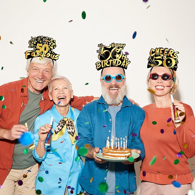 KKBES Happy Birthday Headbands, Paper Birthday Party Hats, 3 Patterns for Children and Adults Celebrating Birthdays