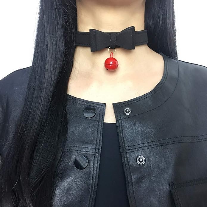 Bell Choker Collar Necklace Lolita Bow Collar Cat Kitty Velvet Necklace