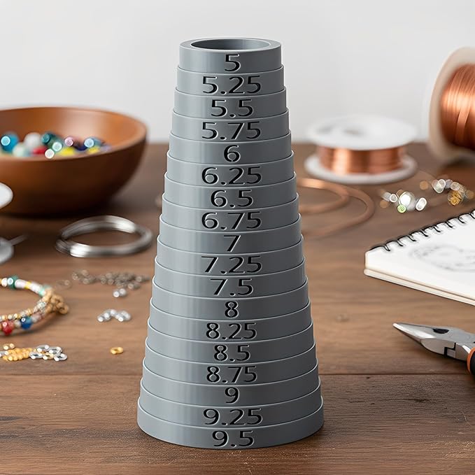 Bracelet Sizer Mandrel Quarter Sizes (Oval - Aspect Ratio of Human Wrist) (Grey)