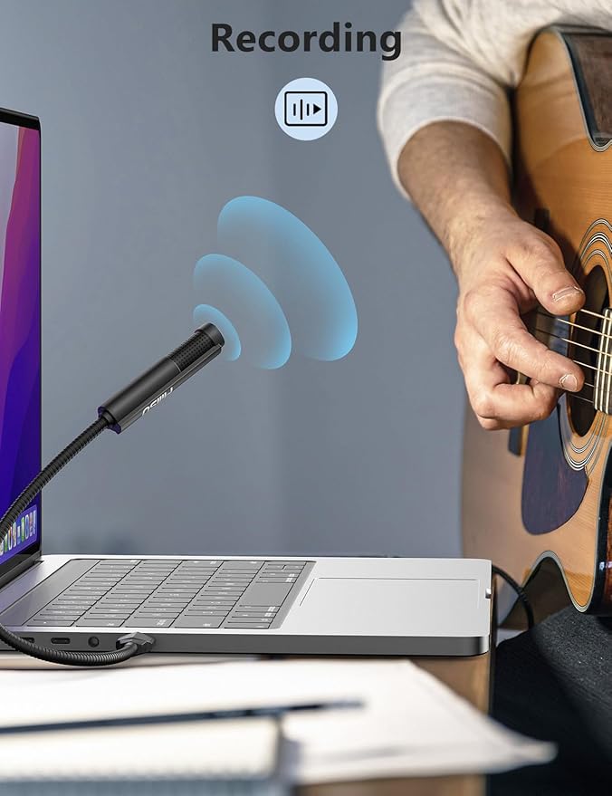 MillSO USB Microphone for Laptop Gooseneck Portable Mini USB Computer Microphone Plug&Play Omnidirectional External PC Microphone for YouTube, Streaming, Podcasting, Recording, Gaming - 1 FT
