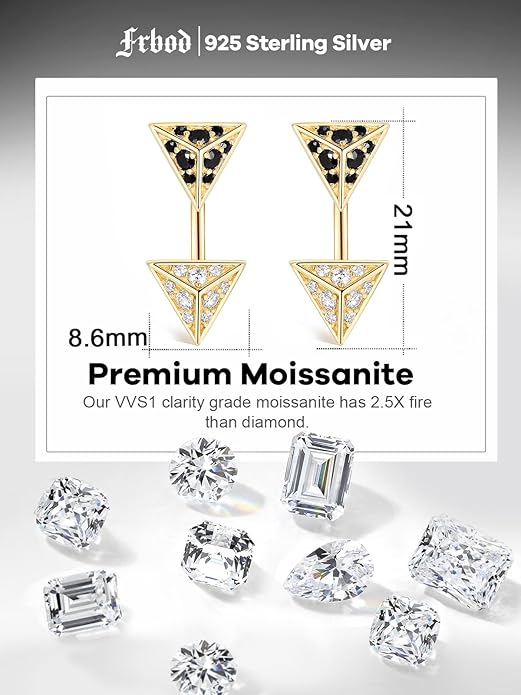 Color-D VVS1 Clarity Moissanite Leaf Angel Wings Dangle Earrings, Solid 925 Sterling Silver with Gold/White Gold Plated, Christmas Birthday Mother's Day Anniversary Earrings for Her