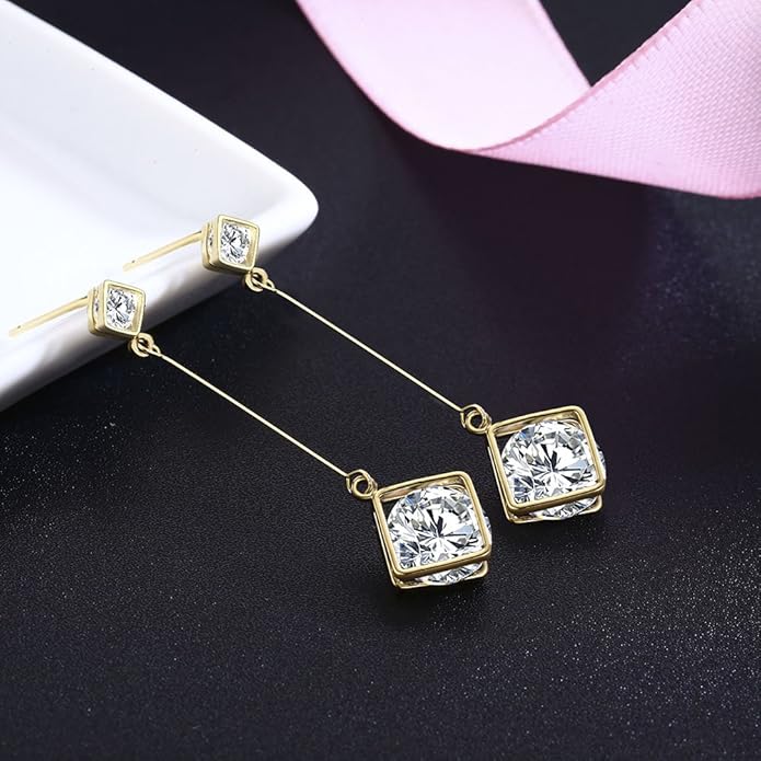 SBLING Cubic Zirconia Teardrop Earrings, Diamond Earrings, Wedding Earrings for Brides Bridesmaids, Bridal Dangle Earrings, Teardrop Crystal Drop earrings for Women Jewelry Gifts