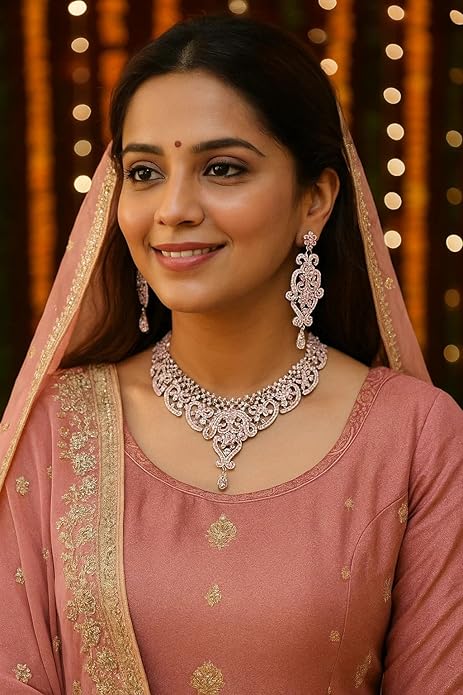 Touchstone Indian jewelry set for women bollywood gold jewellery wedding outfits necklace sets earrings bridal maang tikka fancy costume girls big desi accessories rhinestone in gold or silver tone
