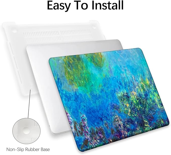 Berkin Arts for MacBook Pro 14 inch Cover A3401 A3185 A3112 A2992 A2918 A2779 A2442 with M4 M3 M2 M1 Chip(2021-2024 Release) Keyboard & Screen Cover Cloisonnism (Wisteria by Monet)