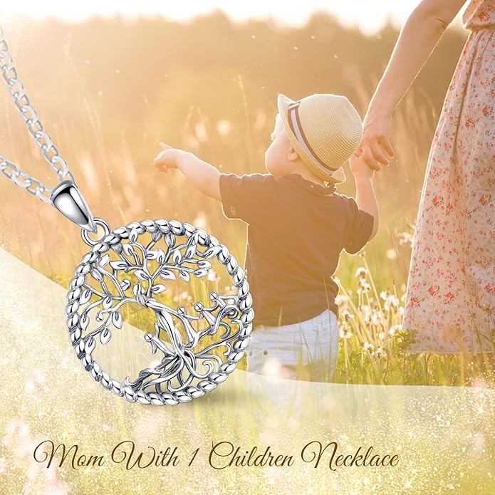 Vito 925 Sterling Silver Tree of Life Necklace for Women, Mother Tree Pendant for Mom Mother Necklace Mother's Day Jewelry Gift for Wife Grandma, 18/22 Inch Chain