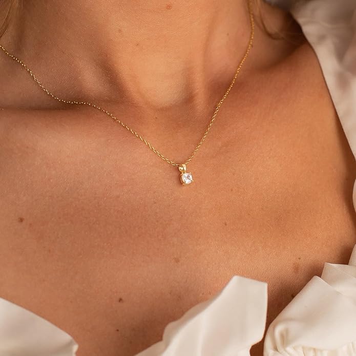 Valentines Day Gifts for Women Her - Dainty Necklaces for Women Cute Station Choker Simulated Diamond Necklace Simple Layering CZ Necklace Trendy Jewelry Gifts