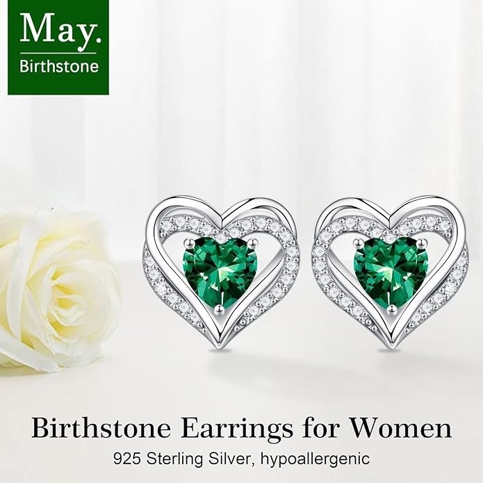 Iefil Valentine Day Gifts for Her - 925 Sterling Silver Heart Stud Earrings Birthday Gifts for Women
