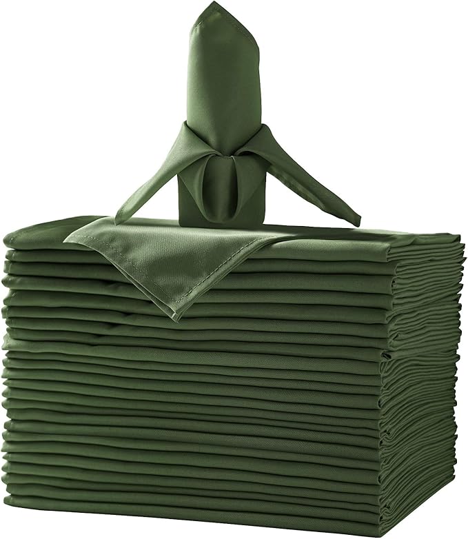 25pcs Polyester Cloth Napkins - 20 x 20 inch Willow Washable Dinner Napkins with Hemmed Edges for Restaurant/Wedding/Hotel(25,Willow)