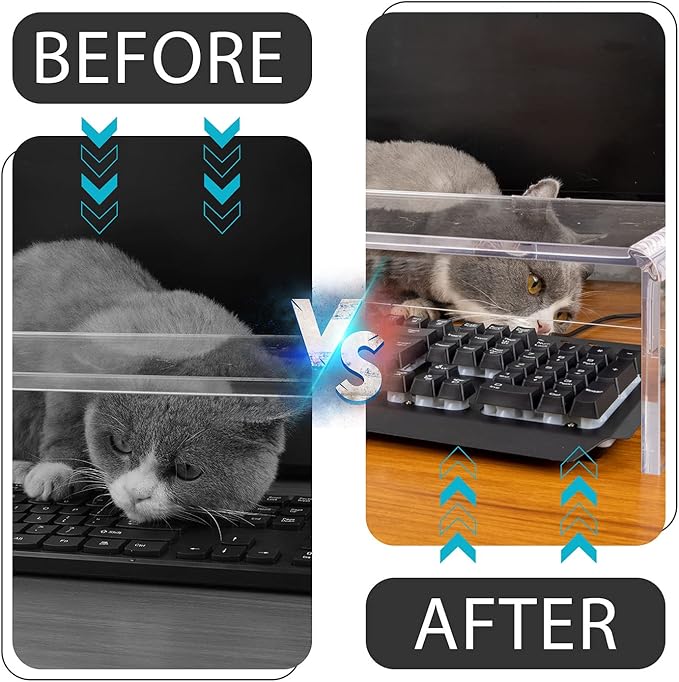 Anti-Cat keyboard cover, laptop keyboard covers cat proof, clear keyboard protector, PC Desk Stand for Keyboard Storage acrylic Monitor Stand Riser and Laptop Stand Riser (20"/7.1"/4.8")
