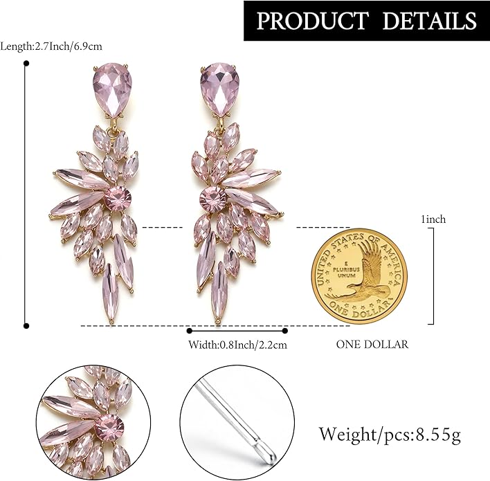 BriLove Women's Wedding Bridal Crystal Teardrop Multi Marquise Cluster Bling Dangle Earrings