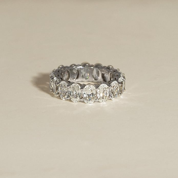Marilyn Monroe Oval Cut Eternity Ring | Solid 925 Sterling Silver Infinity Band for Women | 7.50 Carats 100 Facet Oval Cut Cubic Zirconia CZ Simulated Diamond Engagement Ring