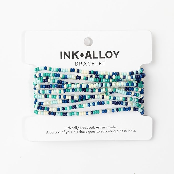 INK + ALLOY 10-Strand Stacking Beaded Bracelets for Women – Mixed Patterns Bracelet Stack - Adjustable Stretch Fit - Handmade Boho Bracelets for Women - Perfect for Any Occasion