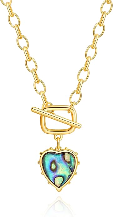 Aobei Pearl 18K Gold Plated Moon Star Lion Evil Eye Love Heart Cross Pendant Necklace Medallion Paperclip Chian Choker Layering Jewery for Women