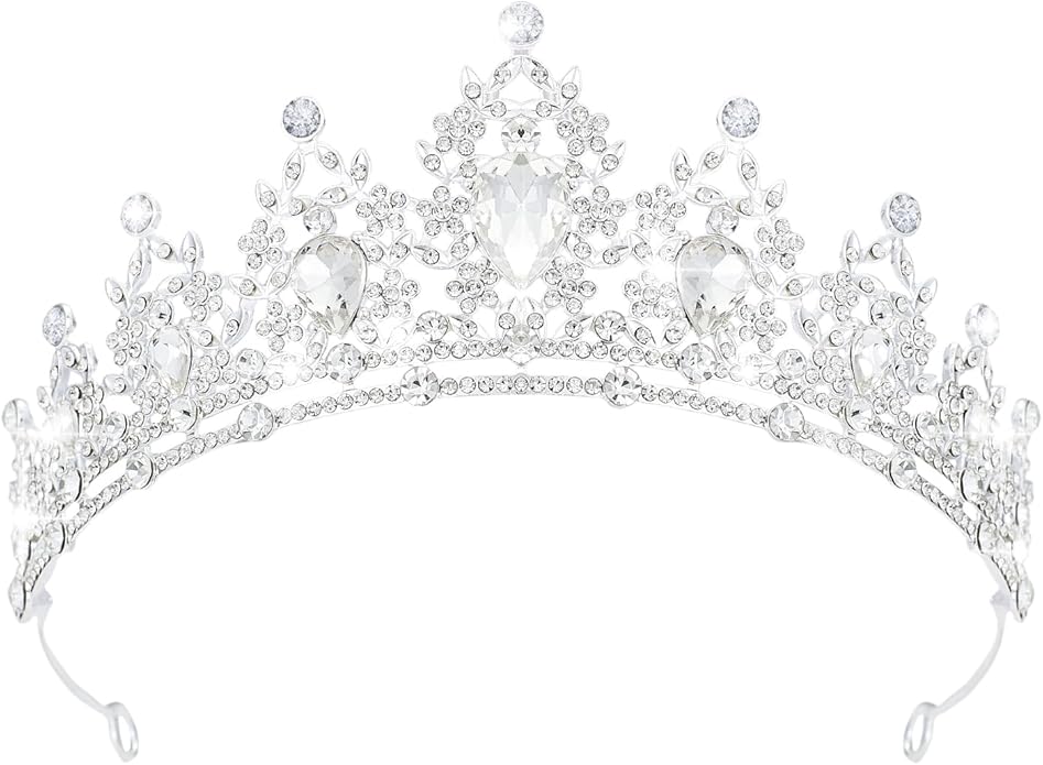 Crystal Tiaras & Crowns for Women, Bride Royal Queen Headband Princess Headpieces for Birthday Cake Crown & Prom Pageant Party