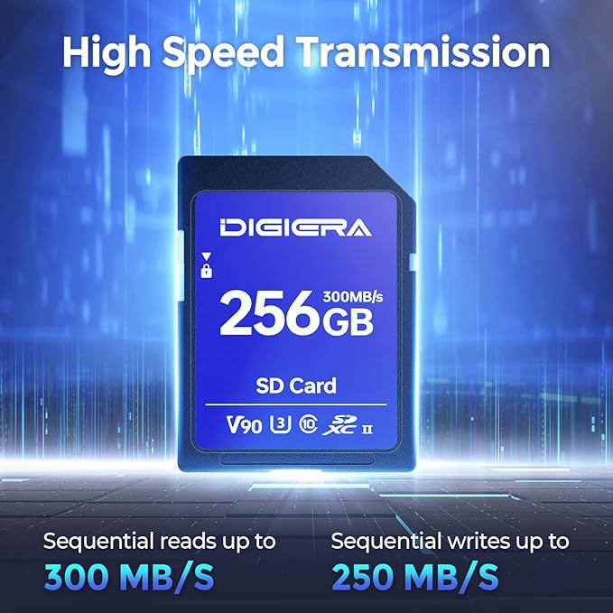 256GB LSU200 SDXC UHS-II Memory Card - up to 300MB/s, C10, U3, V90, 8K, SD Card for Computers, Digital Cameras, Home Theatre Devices, Car Navigation Systems (2 Pack)