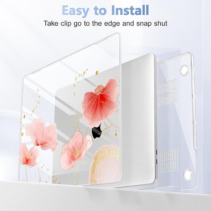 Case for MacBook Pro 13 inch with/Without Touch Bar (2016-2022, M2 A2338 M1 A2289 A2251 A2159 A1989 A1706 A1708), Hard Shell + Keyboard Cover + Dust Plug, Spring Floral