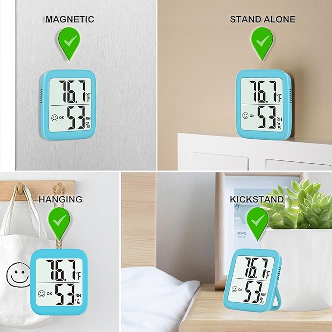 Antonki 2 Pack Room Thermometer for Home, Indoor Hygrometer Humidity Meter Gauge, Digital Temperature and Humidity Sensor Monitor for House, Terrarium, Incubator, Greenhouse - Battery Included