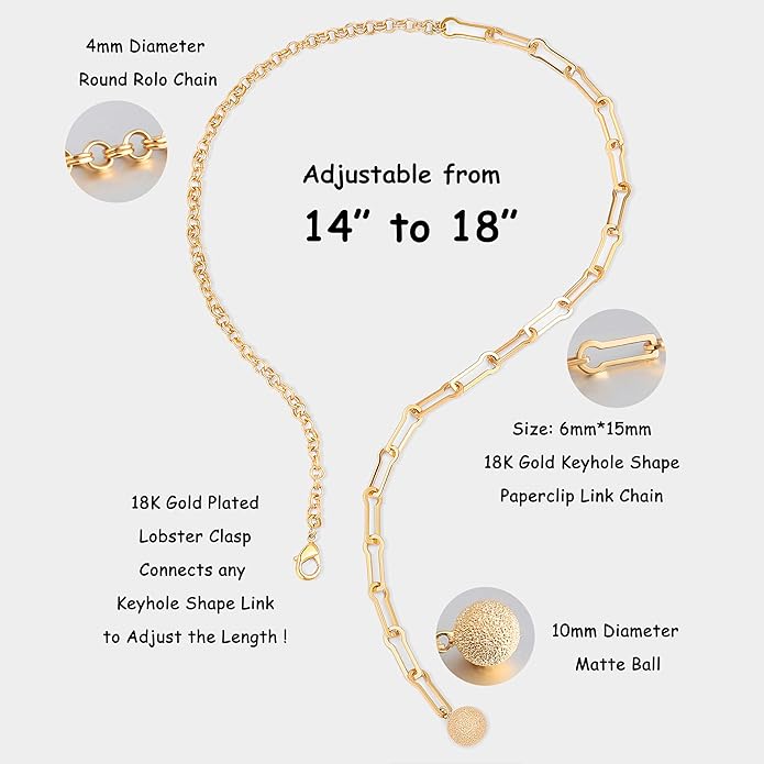 Aobei Pearl 18K Gold Plated Moon Star Lion Evil Eye Love Heart Cross Pendant Necklace Medallion Paperclip Chian Choker Layering Jewery for Women