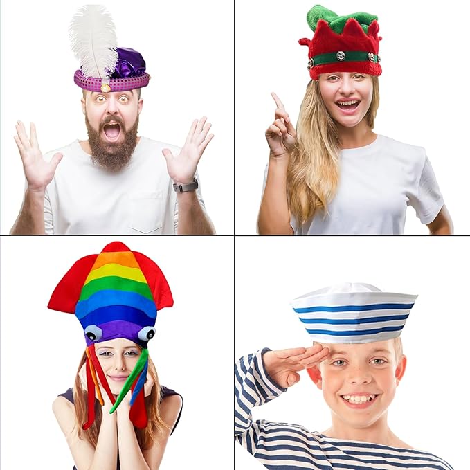 12 Assorted Funny Hats Crazy Party Hat for Adult Teen, Photo Booth Props Dress Up Costume Accessories