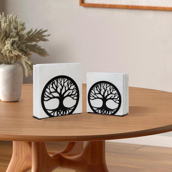 Napkin Holder for Table, Standing Napkin Dispenser Outdoor Farmhouse Black Cocktail Napkin Holders for Kitchen Coffee Shop Dining Room (6"x 1.7"x 4.9")