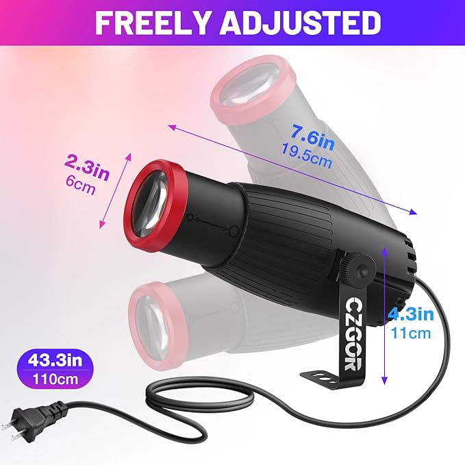 Pinspot Light 2 Pack, Czgor 18W RGBW Mirror Disco Ball Spotlight with Remote Control, Manual Focus 4 in 1 LED Mirror Ball Light 16 Colors, Super Bright Stage Lighting for DJ Party Club Bar Wedding