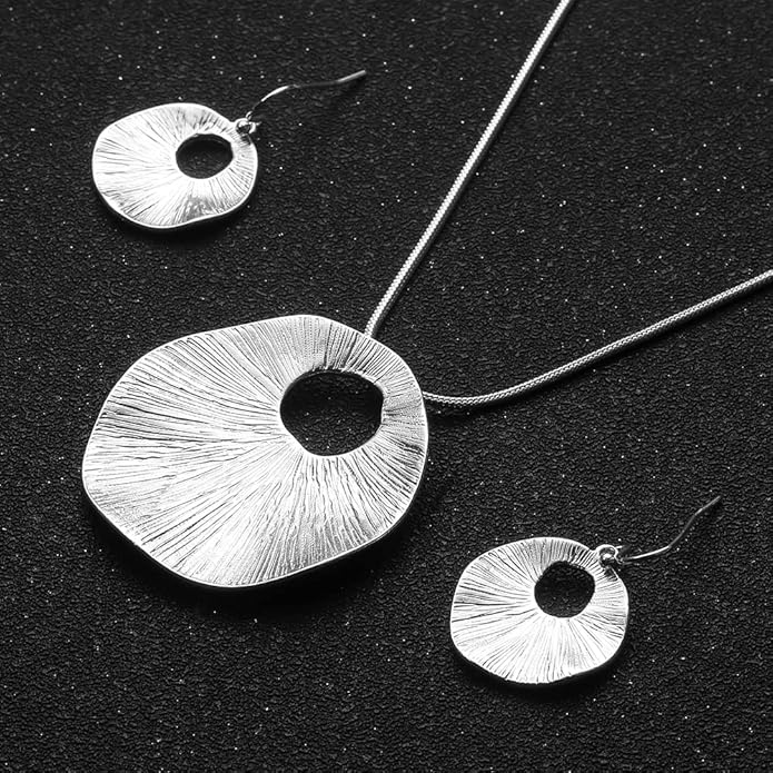 Madison Tyler Gold Plated Jewelry Set for Women | Silver Teardrop Pendant Necklace Trendy | Long Necklace with Snake Chain | Fashion Dangle Earring Set