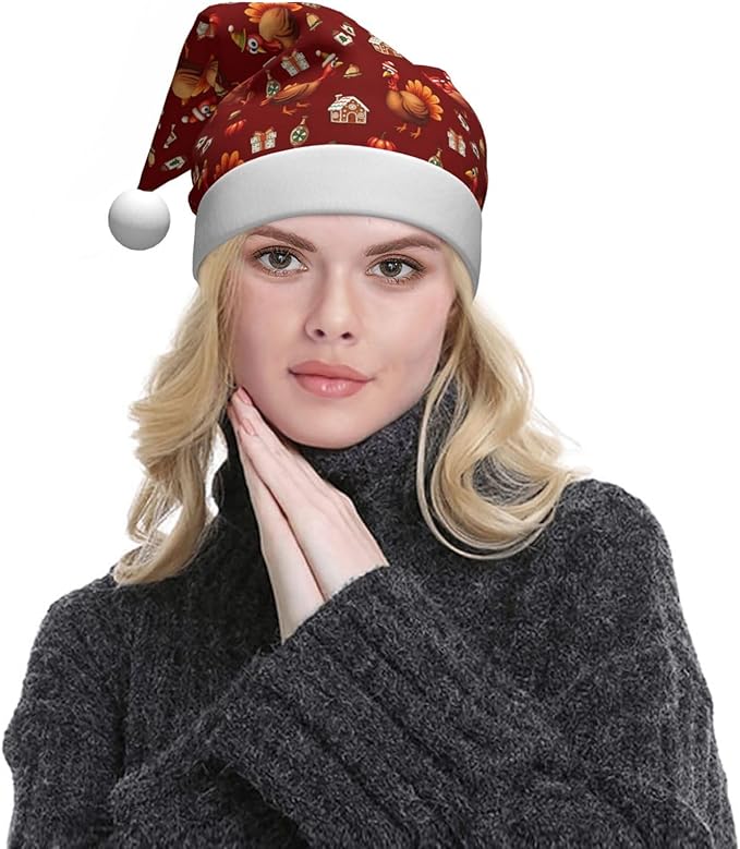 Christmas Santa Hat for Adults,Holiday Unisex Xmas Hat for New Year Party Headwear