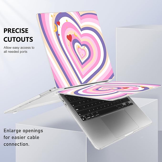 Case for MacBook Pro 13 inch with/Without Touch Bar (2016-2022, M2 A2338 M1 A2289 A2251 A2159 A1989 A1706 A1708), Hard Shell + Keyboard Cover + Dust Plug, Wildflower Heart