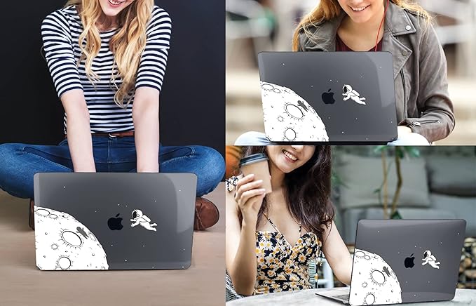 CISSOOK Case Compatible with MacBook Air 13.6 Inch 2022 2024 2025 Release Model A2681 M2 A3113 M3 A3240 M4 Astronaut, Clear Black Space Hard Shell with Keyboard Cover for MacBook Air 13.6", Astronaut