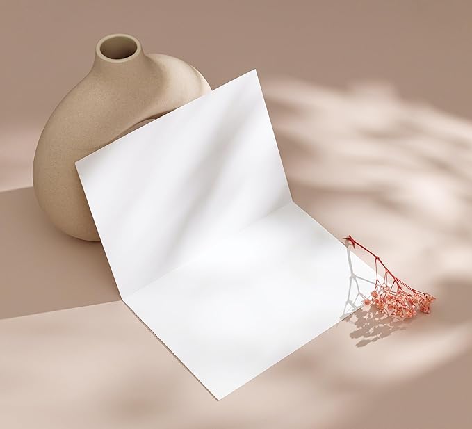 3,5x5"Plain White Folding Tent Cards (Set of 50)-7x5"Folds to 3,5x5"- Simple Blank Card Stock for Writing, Stamping, Drawing - Make Your Own Note, Thank You Cards