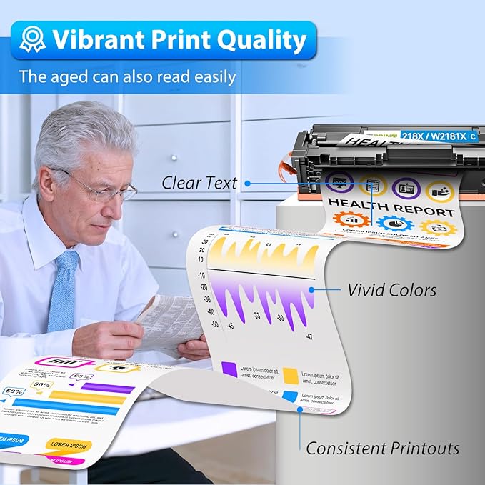 218X Toner Cartridges 4 Pack with Chip - 3301fdw Compatible Replacement for HP 218A 218X Color Laserjet Pro MFP 3301fdw 3301sdw 3201dw 3301cdw Printer High Yield W2180A (Black Yellow Magenta Cyan)