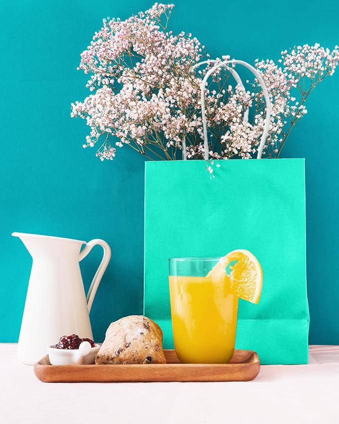 qiqee 30PCS Medium Gift Bag with Handles Bulk 11"x5"x8" Gift Bags Light Green Bags Multiple Uses (Medium Size)