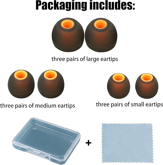 Earbud Replacement Tips Silicone Earbud Tips Ear Bud Covers Fit Most in-Ear Earbuds(Inner Hole 3.8mm -5.1mm) Headphone Rubber Tips Eartips 9 Pairs S M L