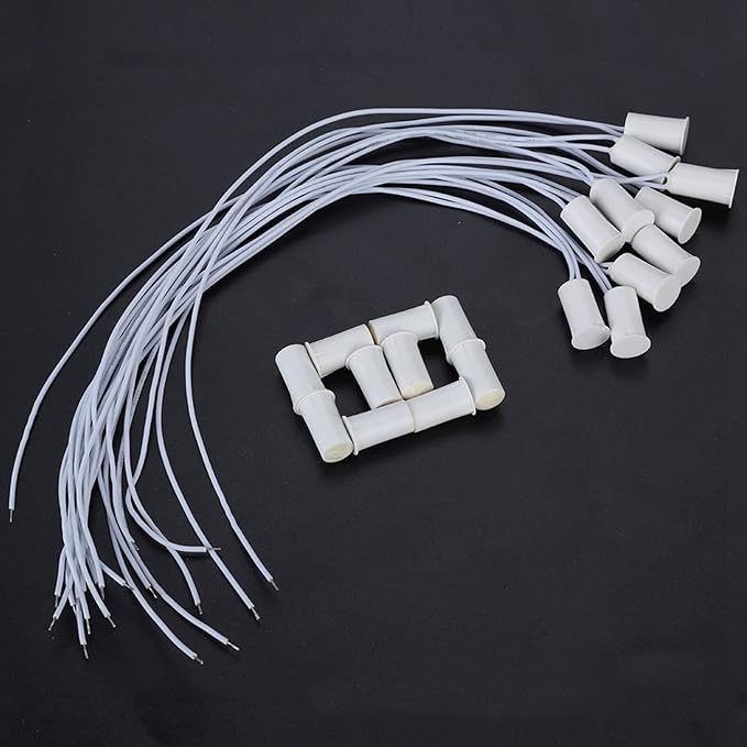 10Pcs 100VDC Recessed Door Sensor, 15mm-5mm Door Magnetic Reed Switch for Home Security Alarm Systems, Door Magnetic Sensors for Alarm Control Panels GND Port and N.C. Port