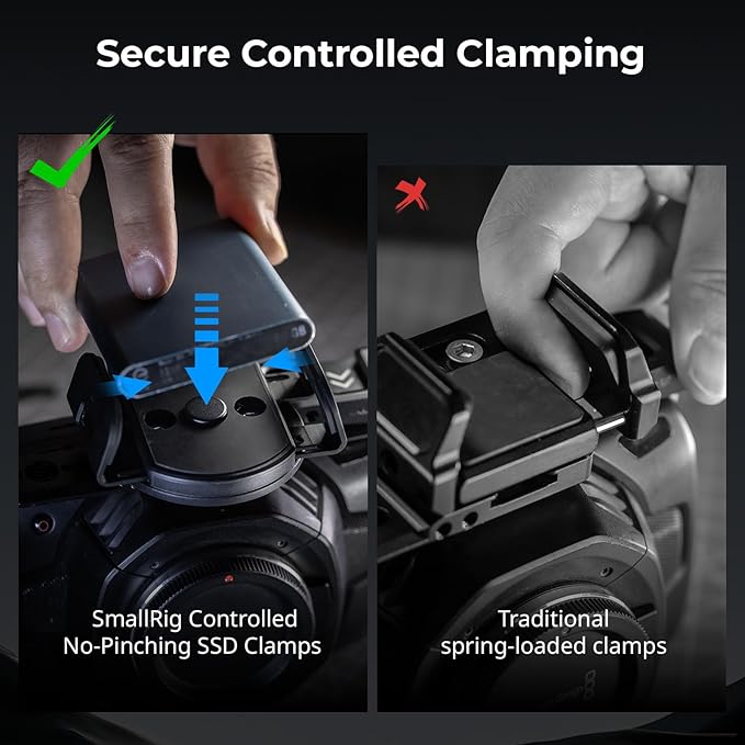 SMALLRIG Phone Mount Bracket SSD Holder for MagSafe, 1.6-2.4in Wide Clamping, for Samsung T5 T7 SSD, for SanDisk SSD, for iPhone 16/15/14/13/12, Universal SSD Drive Holder for Camera Cage - 5397