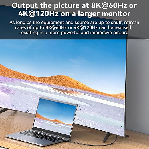 FDBRO 8K DisplayPort to HDMI Cable Active 8K@60Hz 4K@120Hz 32.4Gbps, Uni-Directional, DP 1.4 to HDMI 2.1 Cord Support HDR/HDCP 2.2/DSC 1.2 for Gaming Monitor, TV, PC (Gray & Black, 1M (3.3FT))