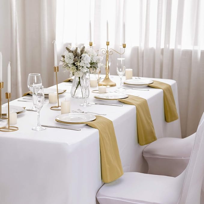 25pcs Polyester Cloth Napkins - 17 x 17 inch Gold Washable Dinner Napkins with Hemmed Edges for Restaurant/Wedding/Hotel(25,Gold)