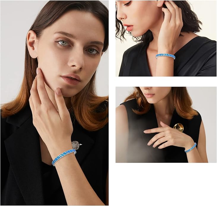 CiNily Womens Cuff Bracelet,Opal Bangle Bracelets Gold Plated Hypoallergenic Ladies Gemstone Open Cuff Bangle Bracelet