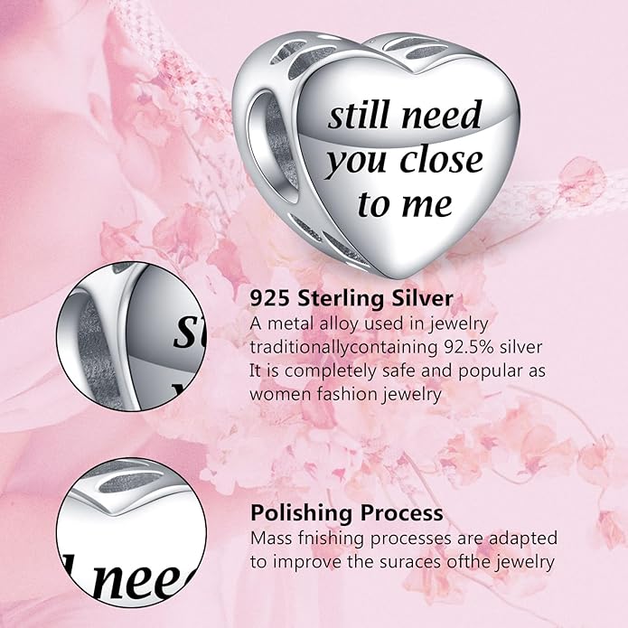 Annmors Personalized Photo Charms For Bracelets/Necklace 925 Sterling Silver Love Heart Shaped Engraved Customize Picture Gift for Birthday Mother's Day,Bead Charms Jewelry for Women
