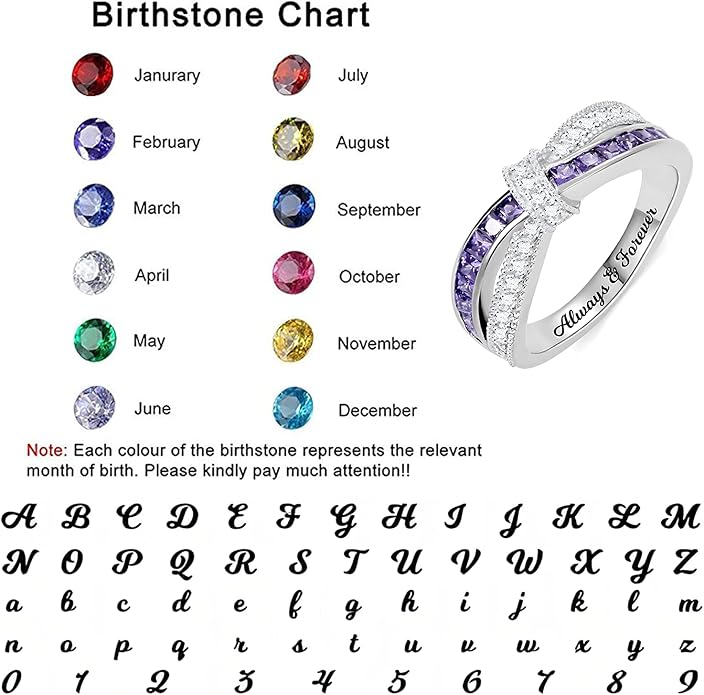 Silver Rings Personalized Engraved Cross-Finger Birthstone Ring Sterling Silver 925 Promise Ring for Her Wedding Band Ring Engagement Ring