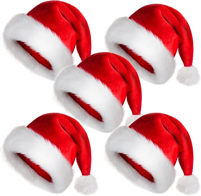 JUANANIUG Christmas Hat,Santa Hat, Xmas Holiday Hat for Unisex Adults, Extra Thicken Classic Fur for Christmas New Year Festive Holiday Party Supplies