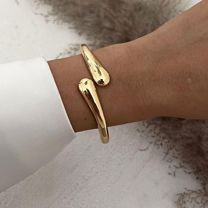 Gold Bangle Bracelets for Women Teens Trendy Chunky Adjustable Twist Cuff Bracelet Jewelry Gifts
