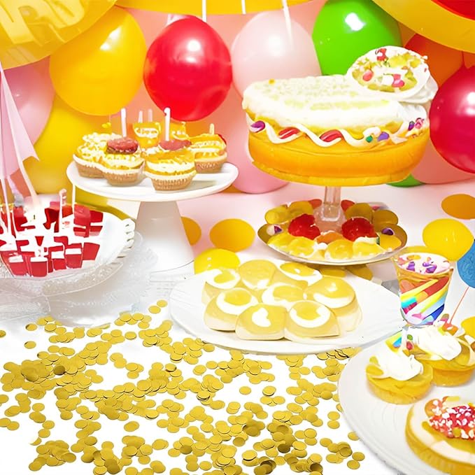 Gold Table Confetti 0.59 inch Metallic Foil Confetti for Wedding Birthday Party Confetti Decoration (2.12 oz /1 pack)