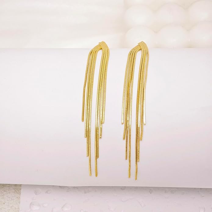 Gold Earrings for Women Trendy, Simple Dainty 14K Gold Plated Paperclip Square Chain Link Dangle Hoops Earrings Pin Stud Huggie Earrings Lightweight Hypoallergenic Minimalist Aesthetic Gold Jewelry for Christmas Gifts